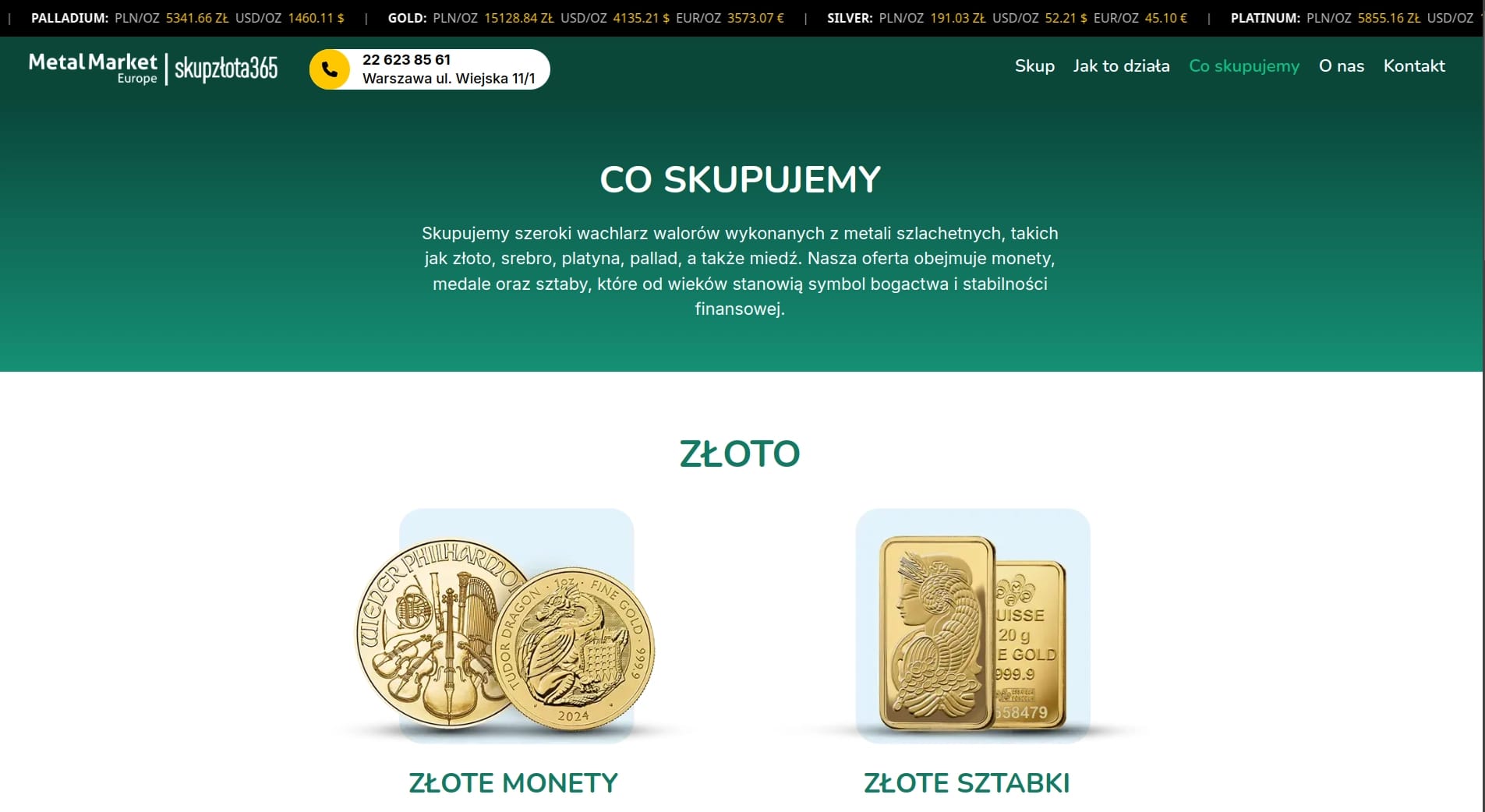 Strona zoptymalizowana pod kątem SEO z treściami o skupie metali