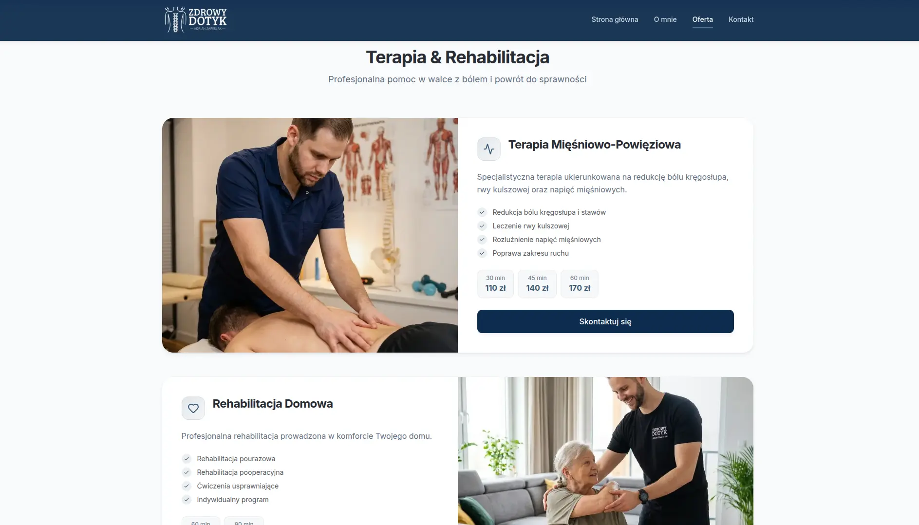 Lista usług i zabiegów - Zdrowy Dotyk